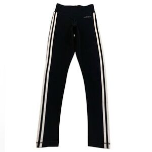 Adidas Black & White 3-Stripe Cropped Leggings - XS Climalite